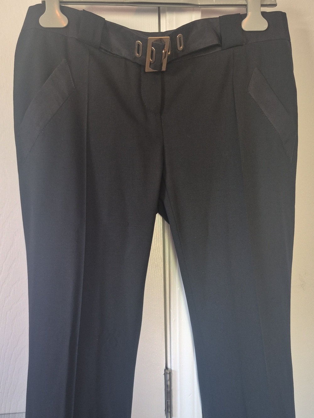 Roberto Cavalli Black Straight-Leg Trousers with Buckle Waist
